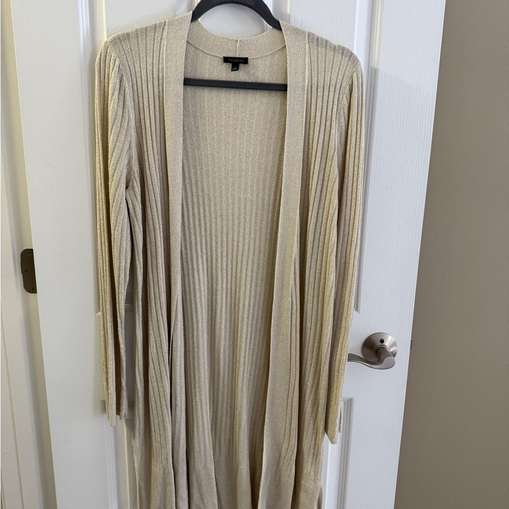 Talbots Cream Ribbed Cardigan Sweater